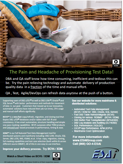 BCV5 XDM DB2 copy clone test data EE
          and ETJ magazine