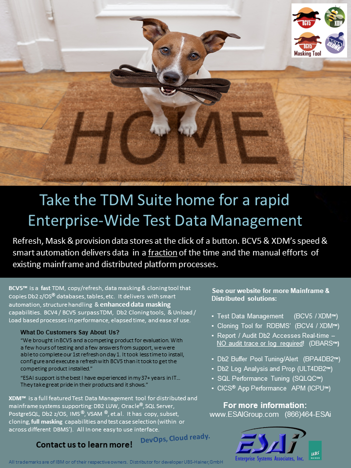 BCV5 Masking XDM DB2 copy clone test data EE
          and ETJ magazine
